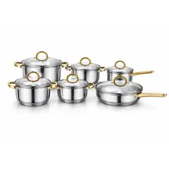 GENERICO - Batería De Cocina Engelberg Acero Inoxidable Con 12 Piezas Plateado