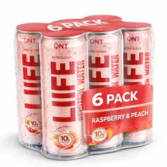QNT - Pack x 6 Agua Proteína 330 ml con 10 gr. por lata Raspberry Peach