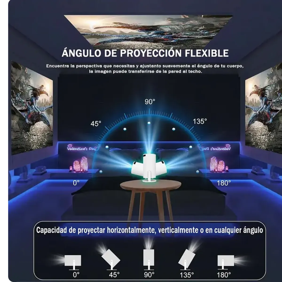 GENERICO - Mini Proyector Portátil Ultra Hd 4k Wifi Bluetooth Android 11