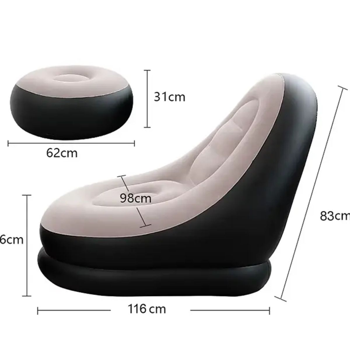 GENERICO - Sofá Tumbona Inflable Puff Inflable Reposa Pies + Inflador