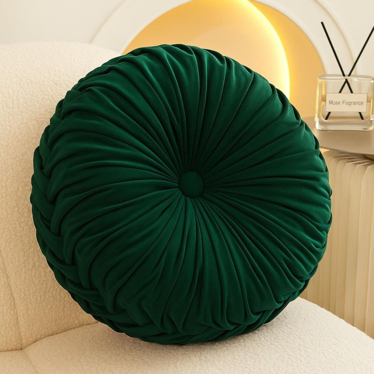 GENERICO - Cojin Velvet Redondo De Terciopelo Decorativo Elegante 37 cm