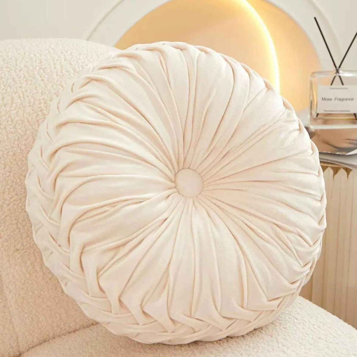 GENERICO - Cojin Velvet Redondo De Terciopelo Decorativo Elegante 37 cm