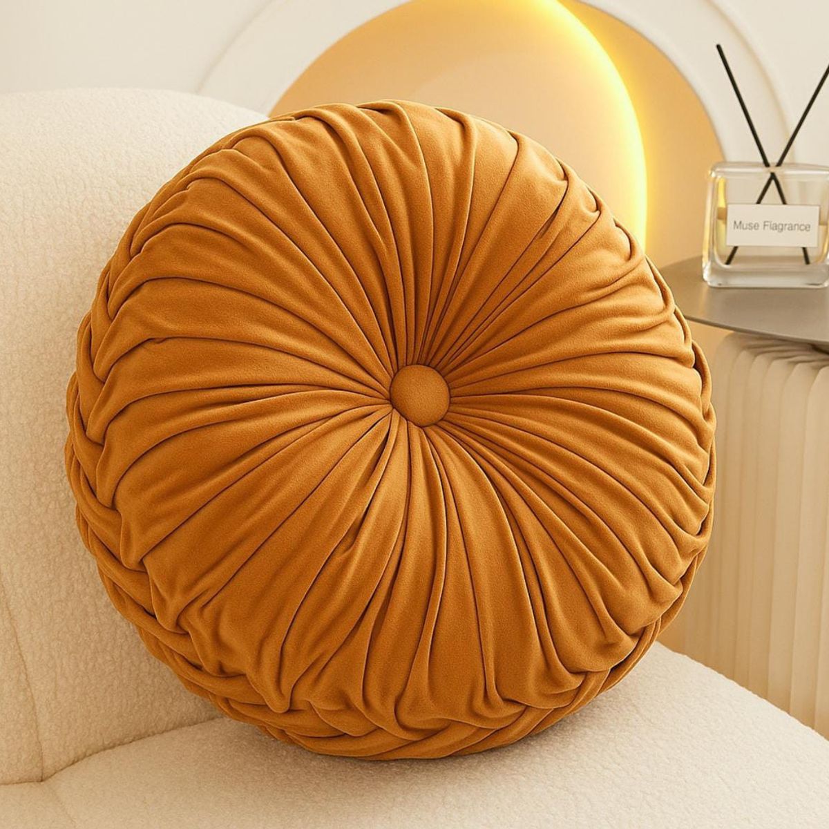 GENERICO - Cojin Velvet Redondo De Terciopelo Decorativo Elegante 37 cm