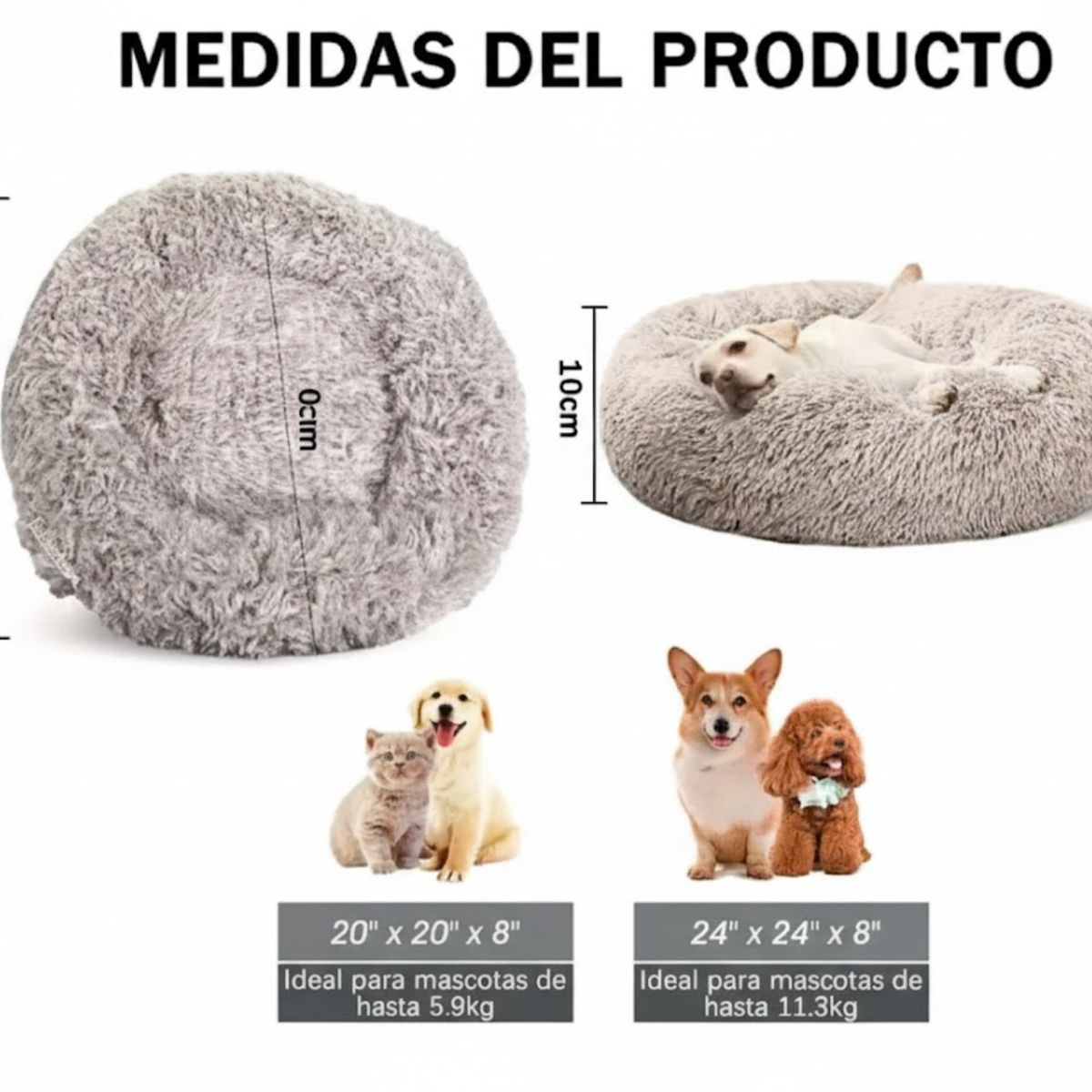 GENERICO - Cama Perro Mascota Antiestres Felpa Confortable 67cm