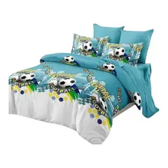 GENERICO - Cubrecama Quilt de verano 1.5 plazas diseño de fútbol azul