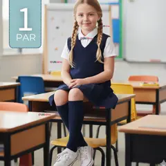 UTILISIMO - Calcetín Escolar Largo Algodón Azul Niñas