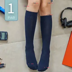 UTILISIMO - Calcetín Escolar Largo Algodón Azul Niñas
