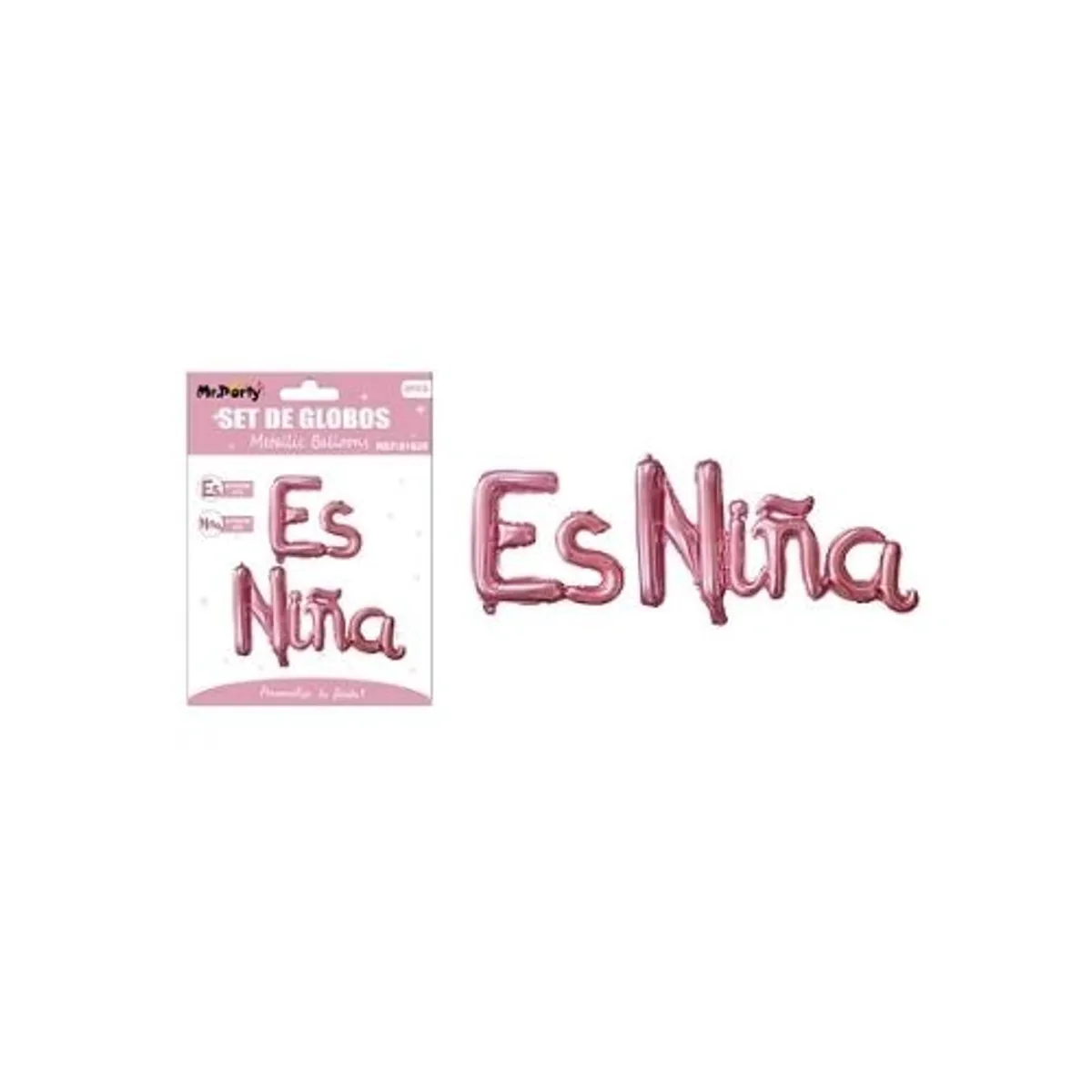 GENERICO - Globos metálico de letra es niña rosado