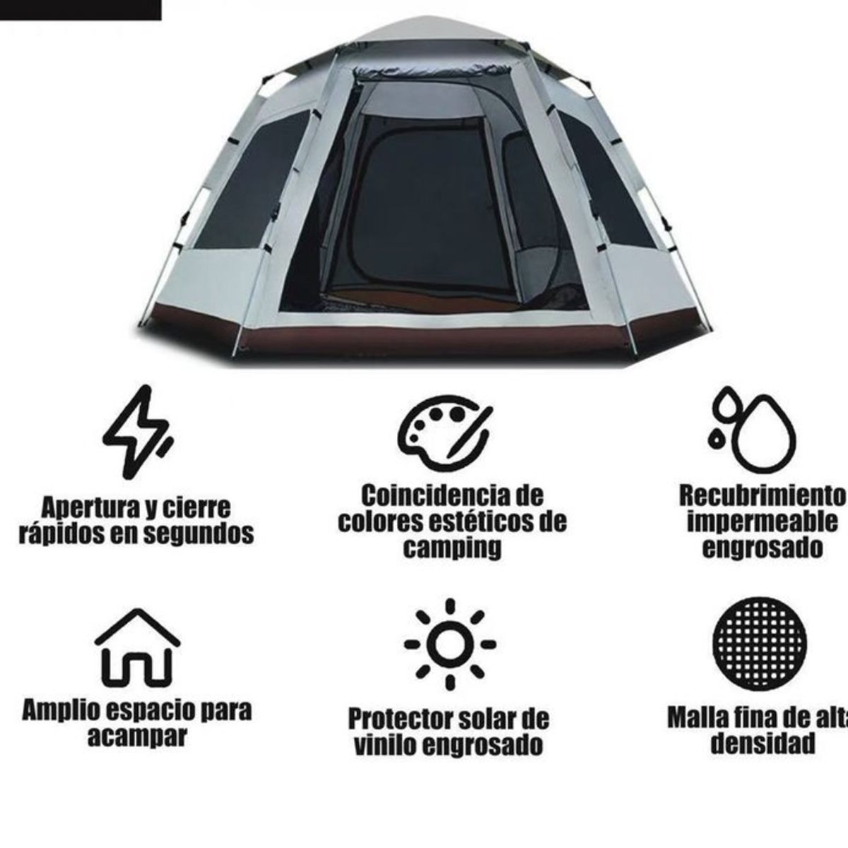 Carpa Automática Hexagonal Para 6 Personas 240x280x160 seleste, marca MOMO - Foto 2