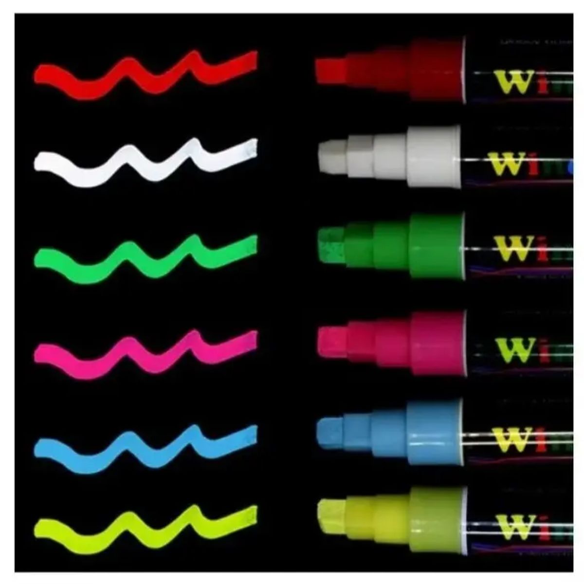 GENERICO - Kit 6 Plumones Tiza Liquida Para Pizarra Led Vidrio Fluor