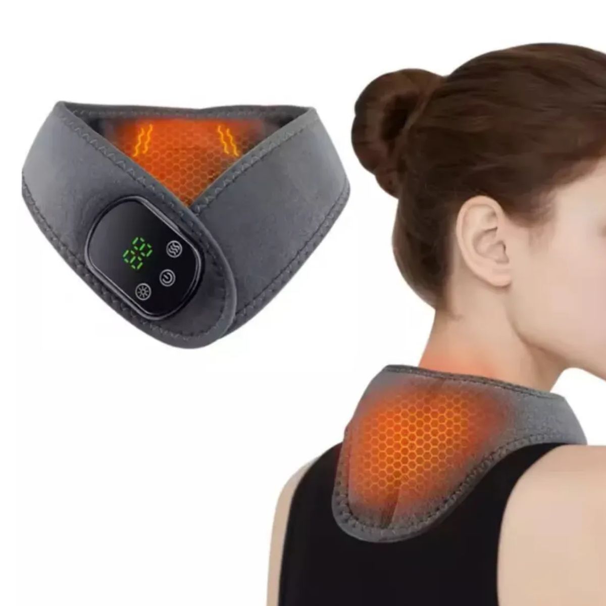 MOVI - Masajeador Térmico De Cuello 2 en 1 (Vibración y Terapia Calor)