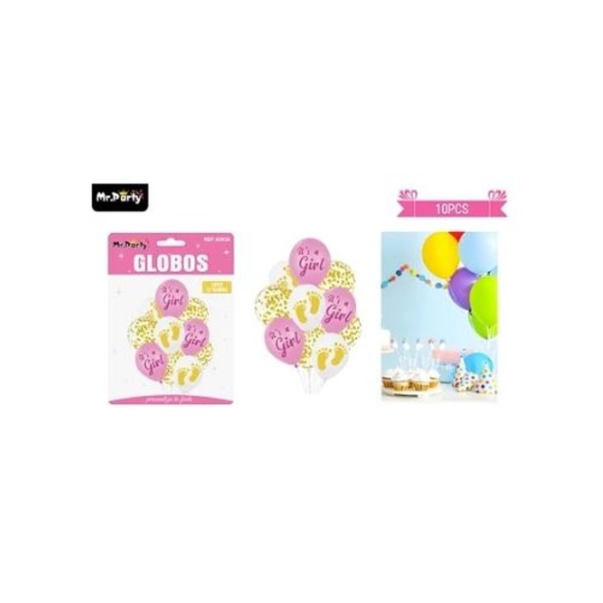GENERICO - Set de globos de látex 10pcs baby shower its a girl