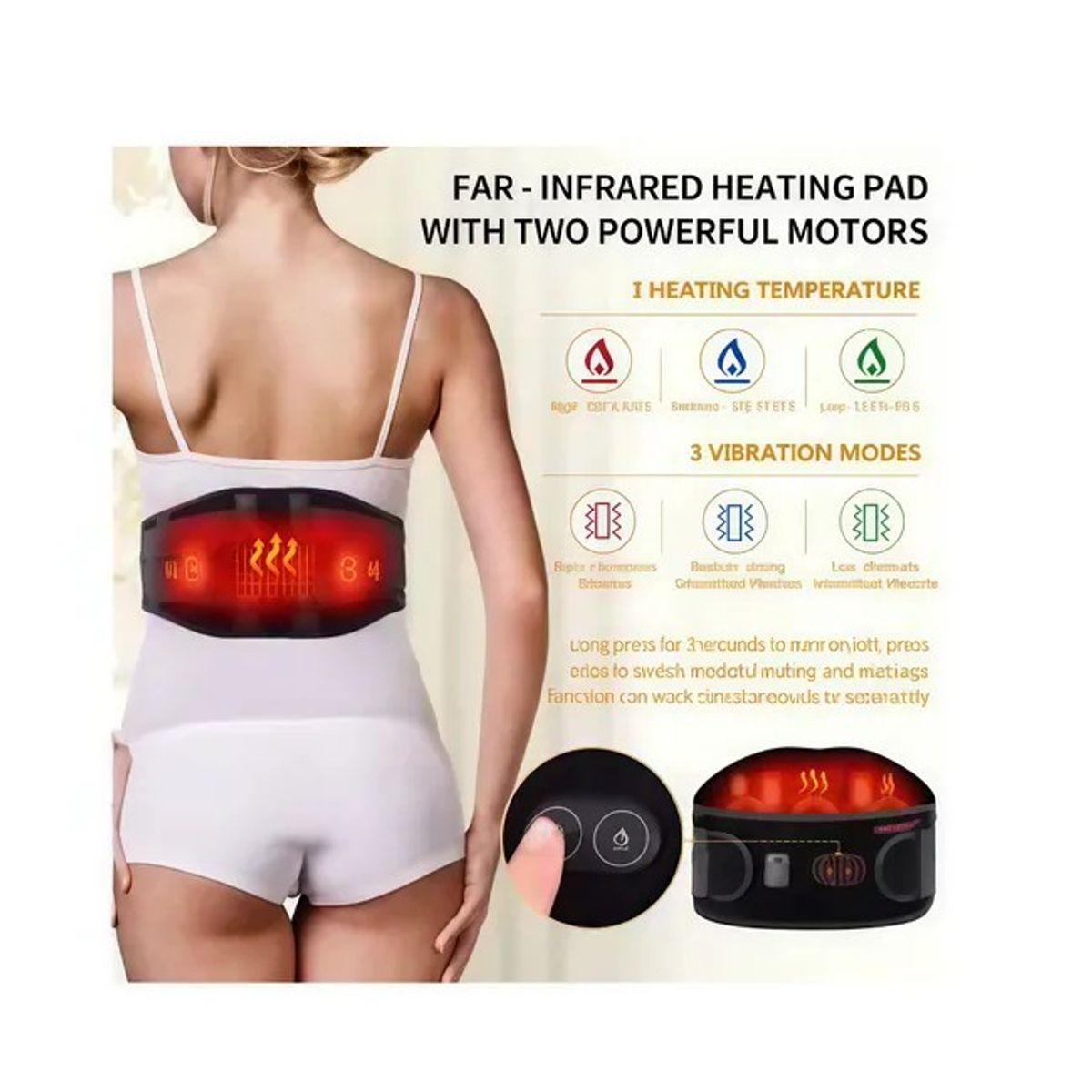 MOVI - Faja Lumbar alivia con Calor- Con bolsillo para compresas de frío