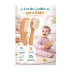 GENERICO - Set de Cepillos de Pelo para Bebé Madera Natural