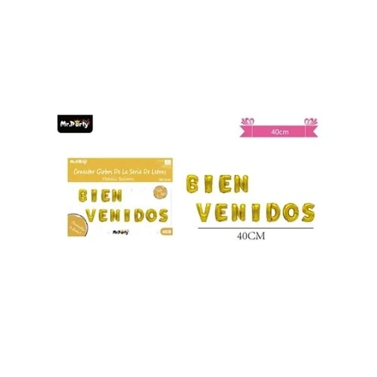 GENERICO - Globos metálico de letra bienvenidos dorado 40cm