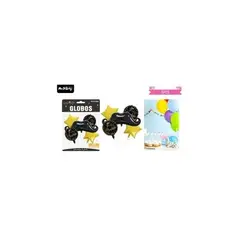 GENERICO - Set de globos de látex 5pcs feliz cumpleaños negro y dorado