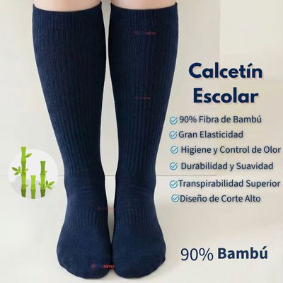 Imagen 2 del producto Pack 3 Calcetines Escolares Largo Bambú Azul Niñas