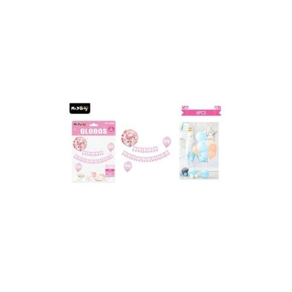 GENERICO - Set de globos látex y guirnalda rosado es niña 60pcs