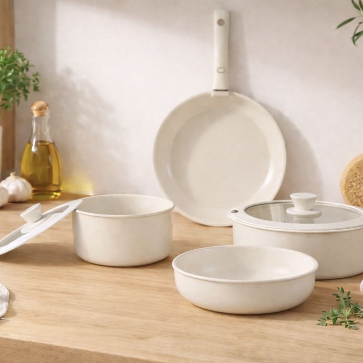 MOMO - Batería De Cocina  Ollas 8 Piezas Color Blanco