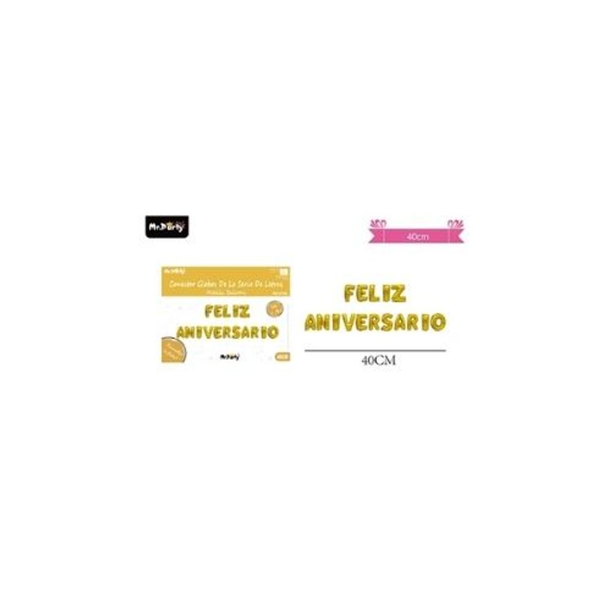 GENERICO - Globos metálico de letra Feliz Aniversario dorado 40cm