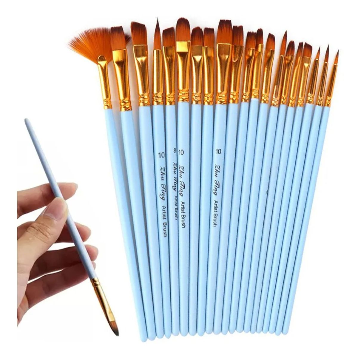 GENERICO - Kit De Pinceles Para Acrílico, Óleo, Acuarelas, 20 Piezas