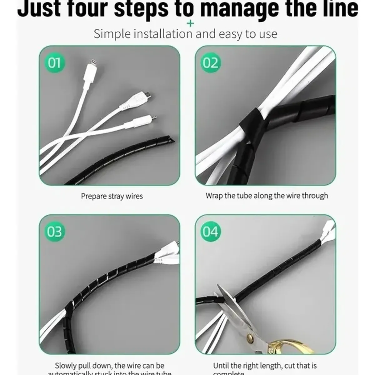 GENERICO - Protector Organizador De Cable Espiral 10 Mts 16mm