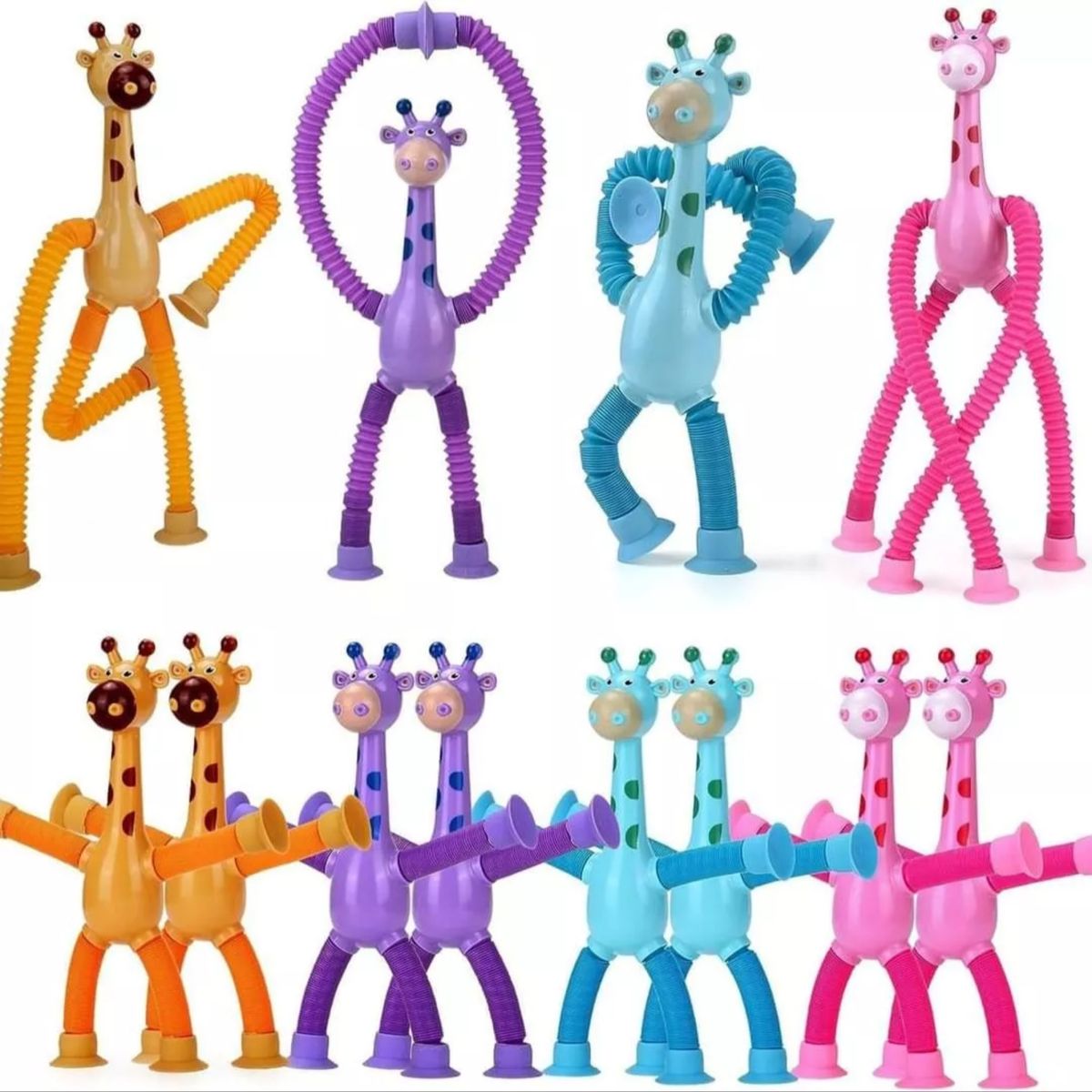 ATURE - 10 Jirafas Tubos Pop Con Ventosa Sensorial Para Niños