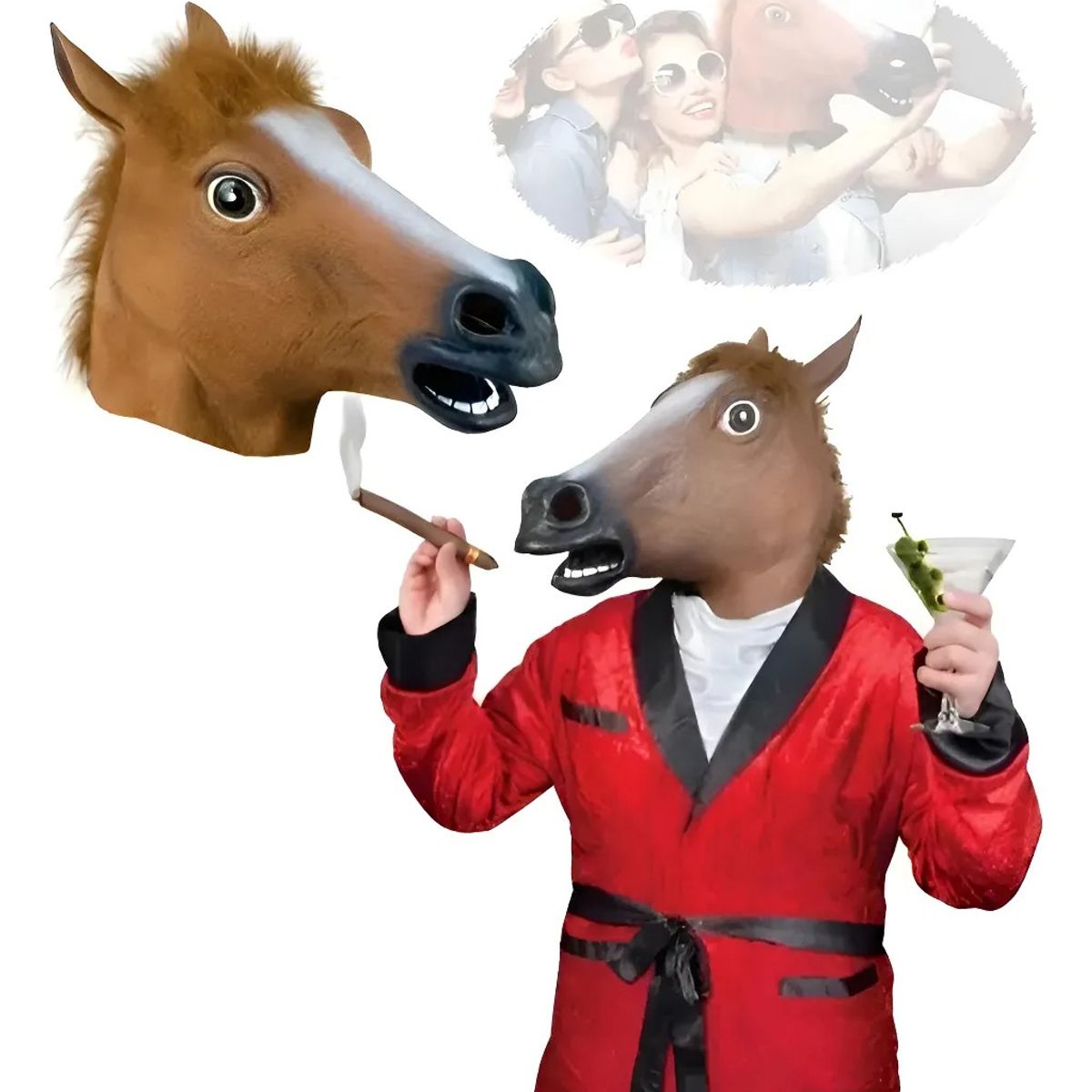 GENERICO - Máscara De Caballo De Lujo De Látex Cosplay Cabeza Completa