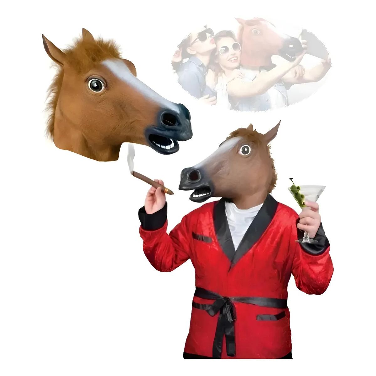 GENERICO - Máscara De Caballo De Lujo De Látex Cosplay Cabeza Completa