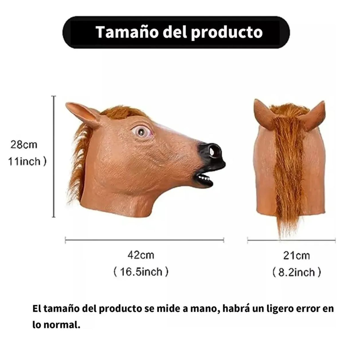 GENERICO - Máscara De Caballo De Lujo De Látex Cosplay Cabeza Completa