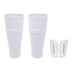 KINDA NICE - Espinilleras Fútbol Niño Adulto Pantorrilla Protección Manga Blanco S