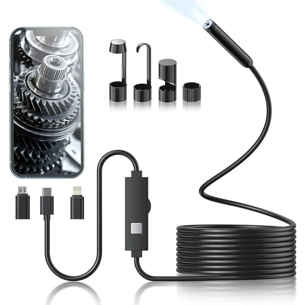 GENERICO - Endoscopio Cámara Hd 8 Luces Led Impermeable IP67
