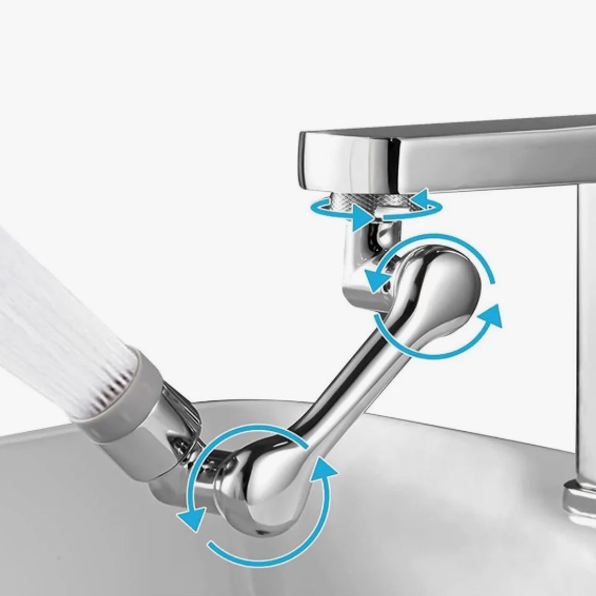 IRM - Extensor Para Grifo Girador 1080 Adaptador Lavamanos 2 Modos Color Plateado