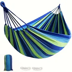 GENERICO - Hamaca para Jardin exterior 190x80 cm 1 plaza- rayas azul