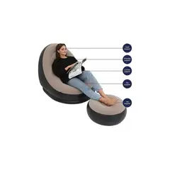 GENERICO - Sofa De Ocio Inflable Con Reposa Pies Silla Puff Marrón