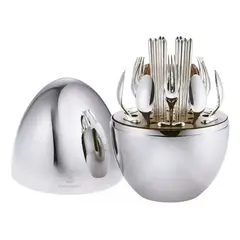 GENERICO - Juego De Cubiertos De Lujo Acero Estuche Forma Huevo 24 Pcs