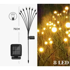IRM - 8 Luces Solares Led Impermeables Para Césped Tipo Luciérnaga Negro