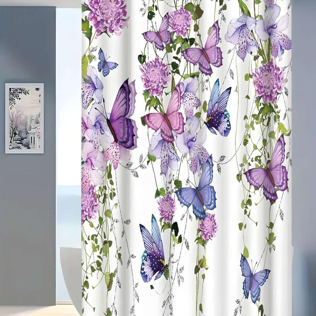 GENERICO - CORTINA DE BAÑO MAS FORRO DE DUCHA V8