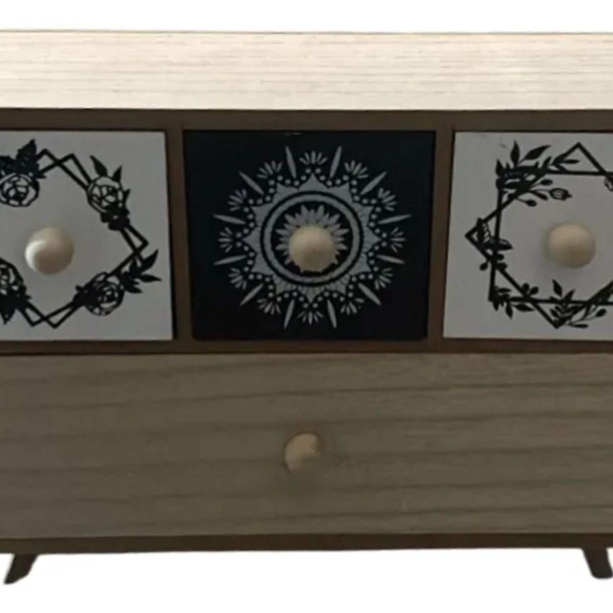 GENERICO - Mini Cajonera Elegante Decorativa Moderna Madera 4 Gavetas