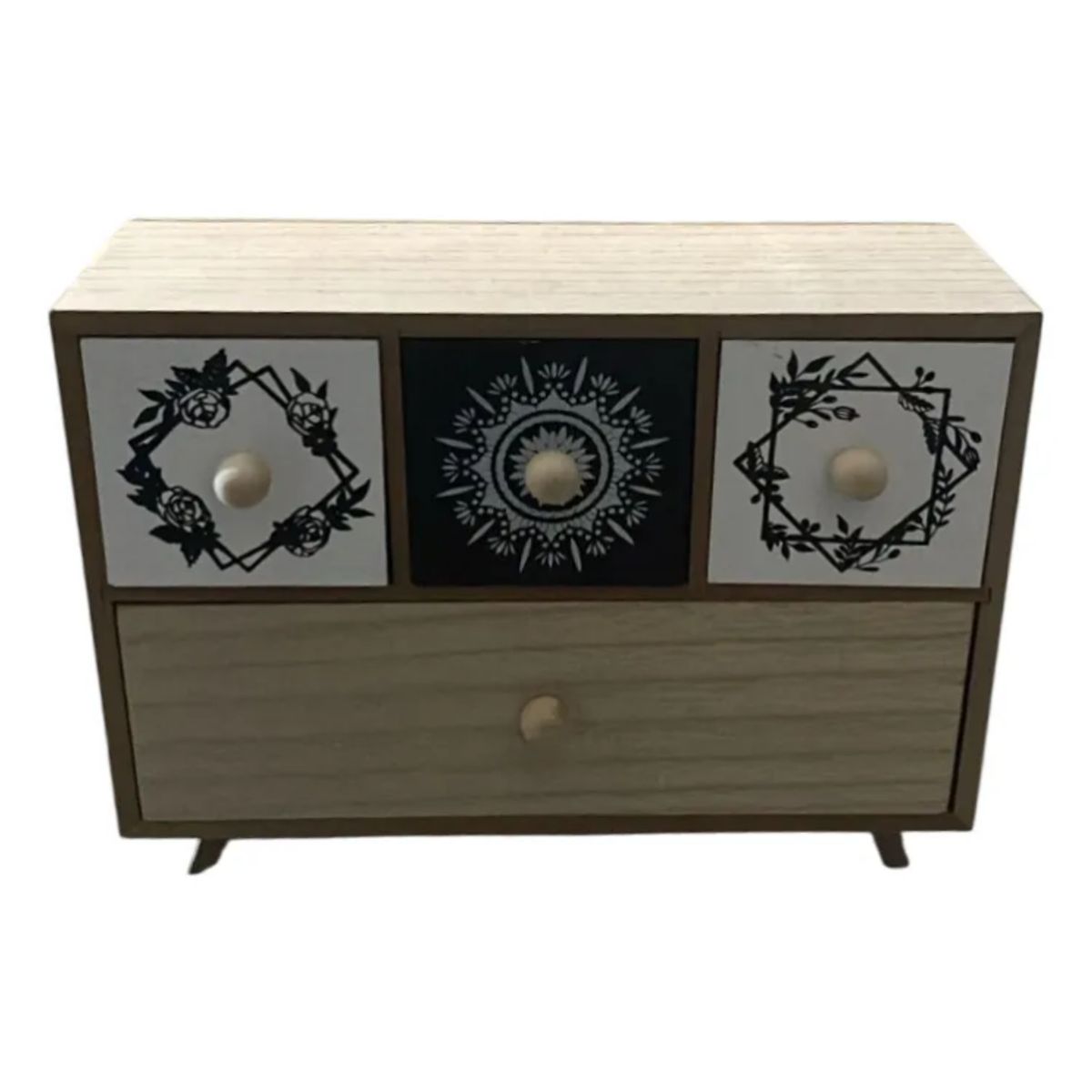 GENERICO - Mini Cajonera Elegante Decorativa Moderna Madera 4 Gavetas