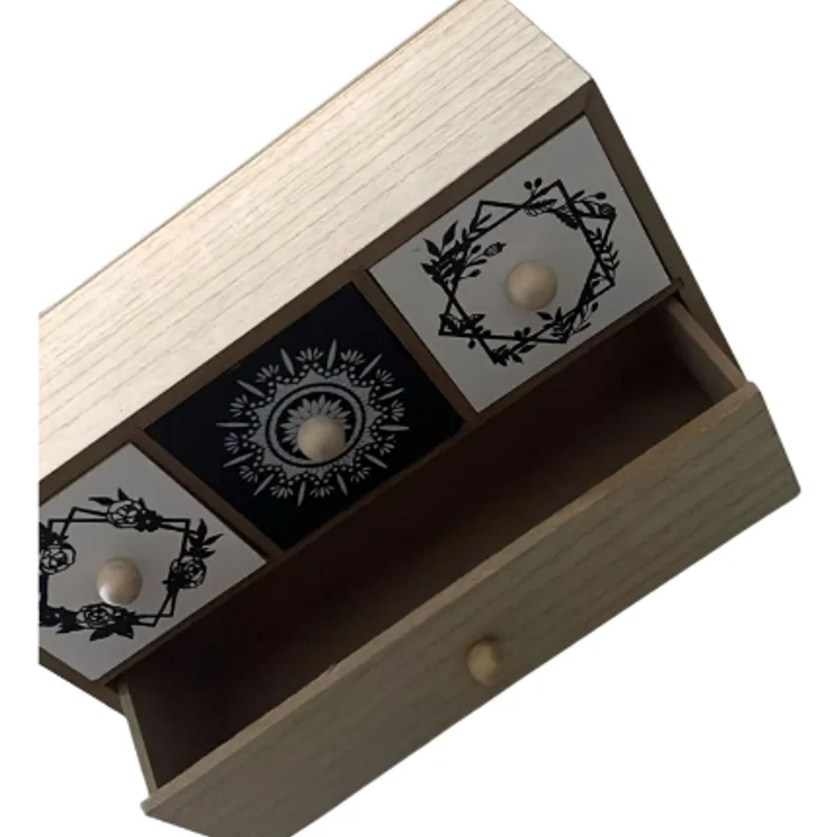 GENERICO - Mini Cajonera Elegante Decorativa Moderna Madera 4 Gavetas