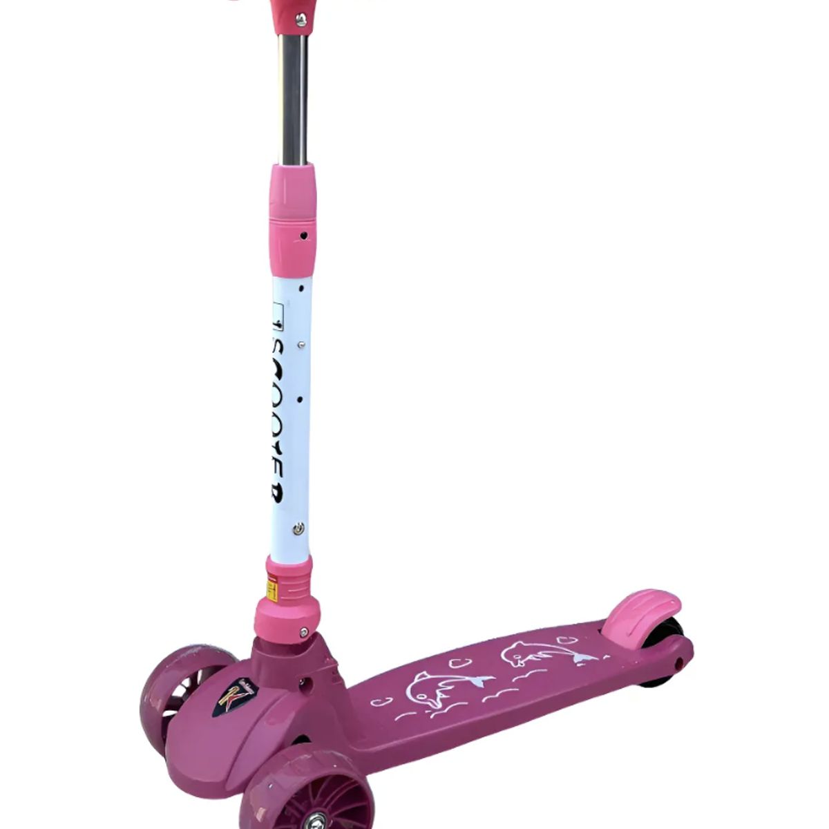 OKAY - Scooter Monopatin De Pie Diseño Delfin Con Luces Y Música Color Rosa