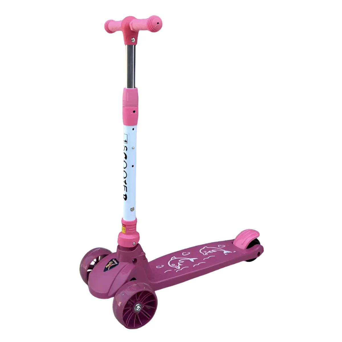 OKAY - Scooter Monopatin De Pie Diseño Delfin Con Luces Y Música Color Rosa