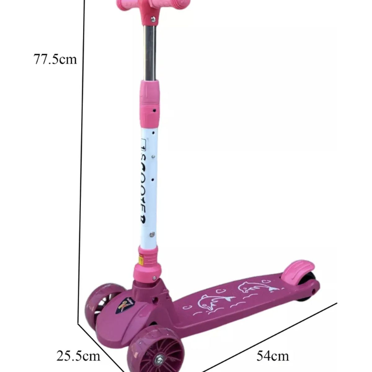OKAY - Scooter Monopatin De Pie Diseño Delfin Con Luces Y Música Color Rosa