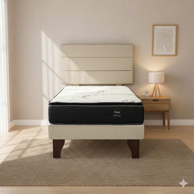 Cama Europea 1.5 Plaza 190 Plus Respaldo Atacama