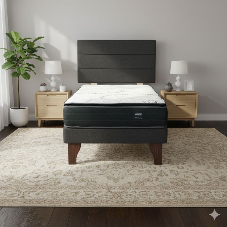 Cama Europea 1.5 Plaza 190 Plus Respaldo Atacama