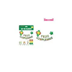 GENERICO - Set de globos látex y guirnalda de animales 9pcs