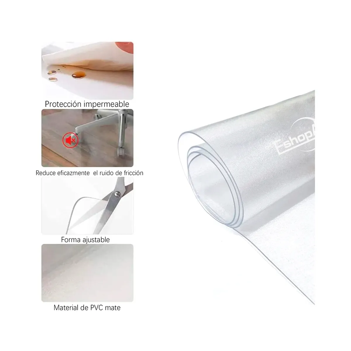 ESHOPANGIE - Alfombrilla Tapete Protector Para Silla De Oficina Piso Pvc 1.2 M 75 Cm