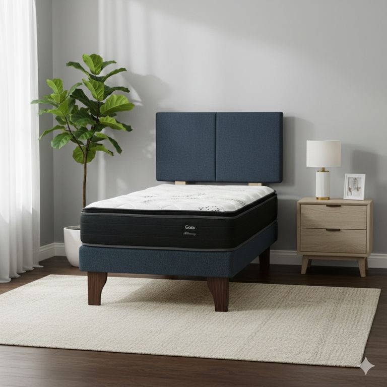 Cama Europea 1.5 Plaza 190 Plus Respaldo Everest