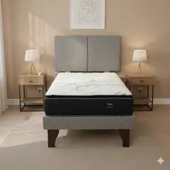 GAEX - Cama Europea 1.5 Plaza 190 Plus Respaldo Everest
